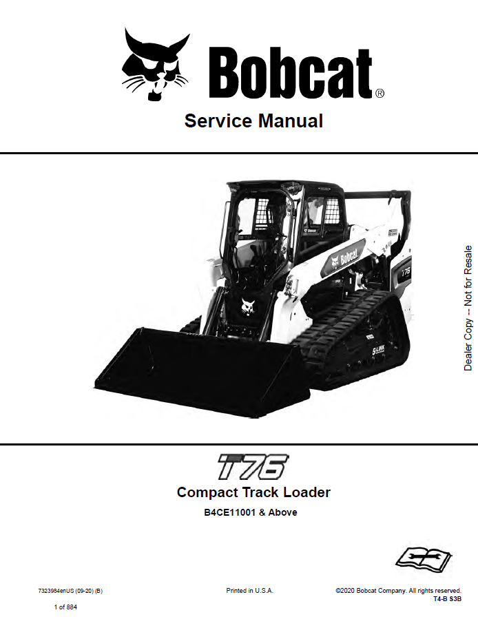 Bobcat T76 Compact Track Loader Service Manual PDF
