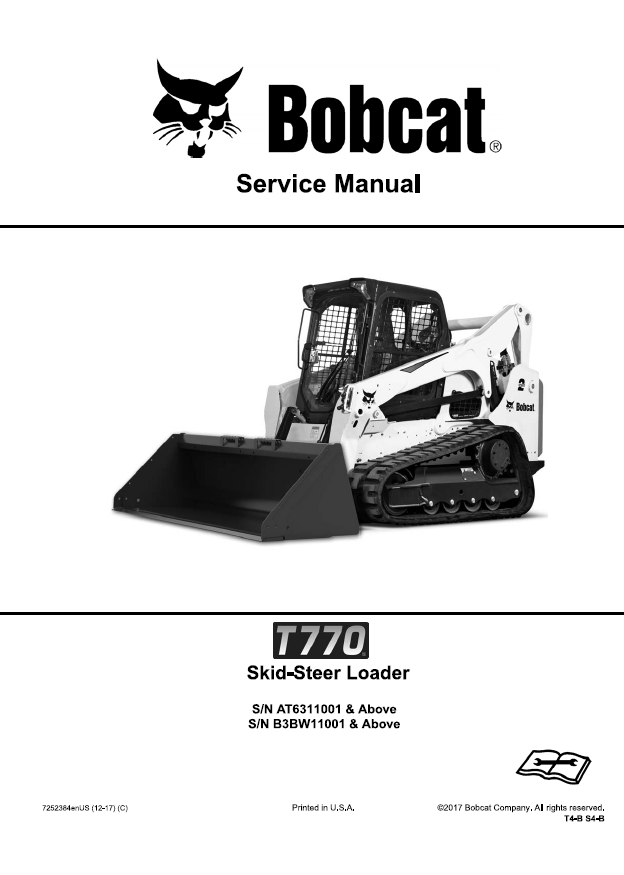 Bobcat T770 Skid Steer Loader Service Manual PDF