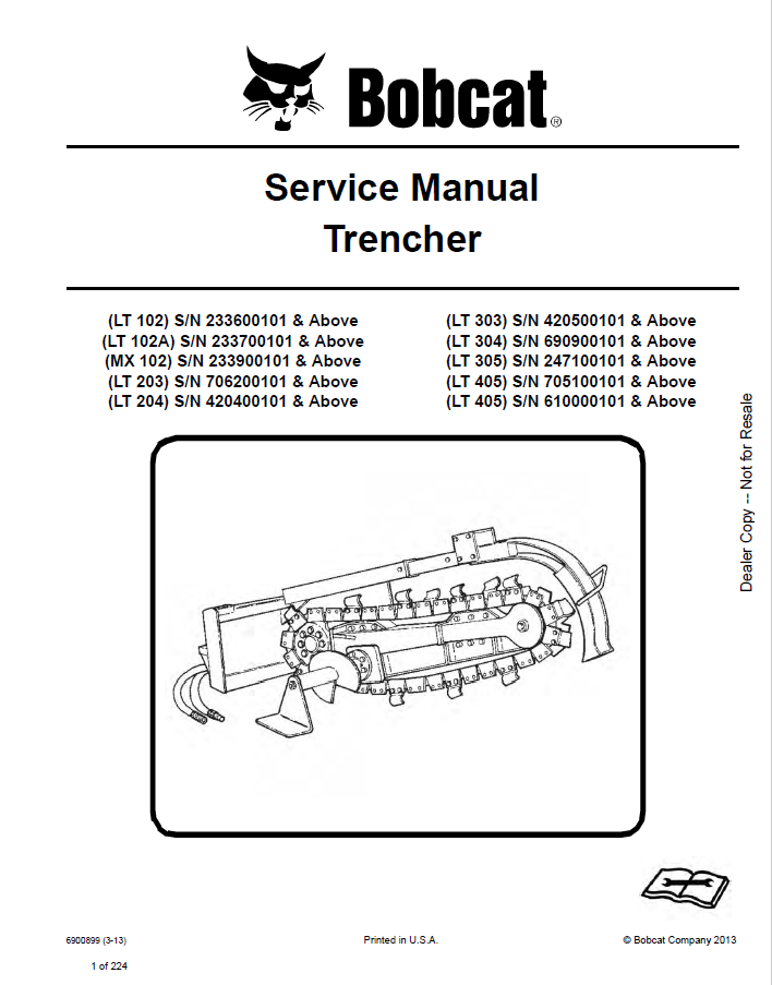 Bobcat Trencher Service Manual PDF