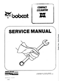Bobcat X120 Compact Excavator Service Manual PDF