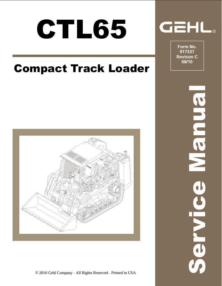CTL65 - Gehl Compact Track Loader Service Repair Manual 917337 PDF
