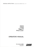 Case 1021G, 1121G Stage IV Wheel Loader Operator Manual 51418955 PDF