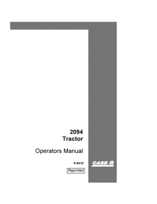 Case 2094 Tractor Operator Manual 9-9410 PDF