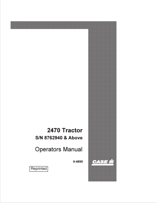 Case 2470 Tractor Service Repair Manual 9-4895 PDF