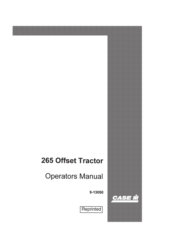 Case 265 Offset Tractor Operator Manual 9-13050 PDF
