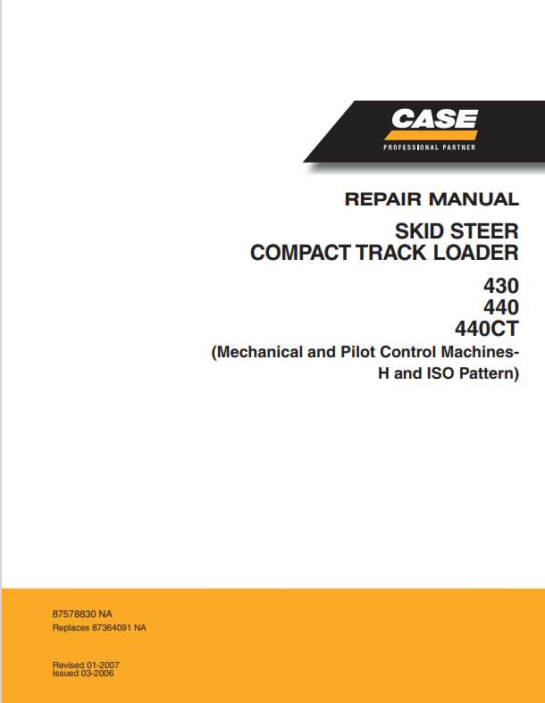 Case 430, 440, 440CT Skid Steer Repair Manual 87578830 PDF