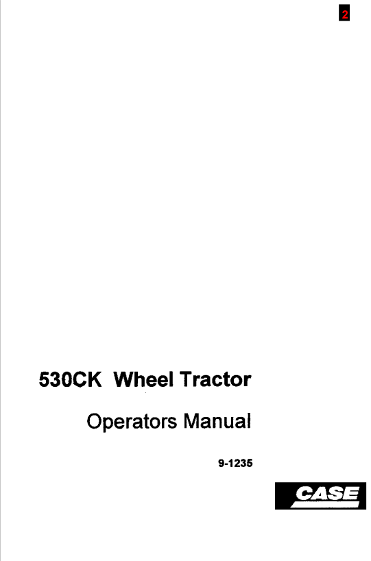 Case 530CK Wheel Tractor Operator Manual 9-1235 PDF