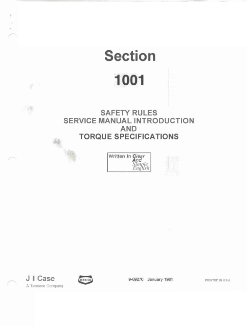 Case 580D Super, 580D Backhoe Loader Service Repair Manual 9-69270 PDF