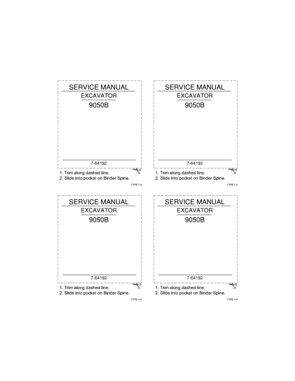 Case 9050B Excavator Service Repair Manual 7-64192 PDF