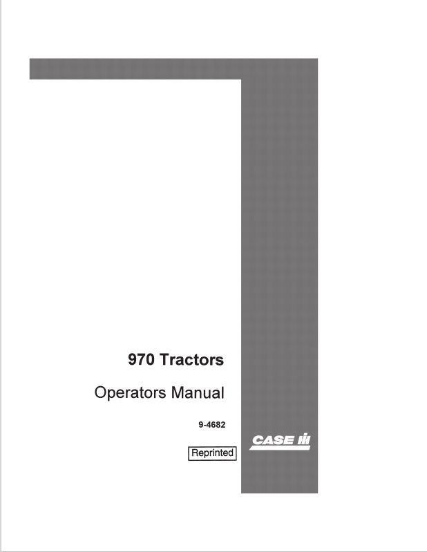 Case 970 Tractor Operator Manual 9-4682 PDF