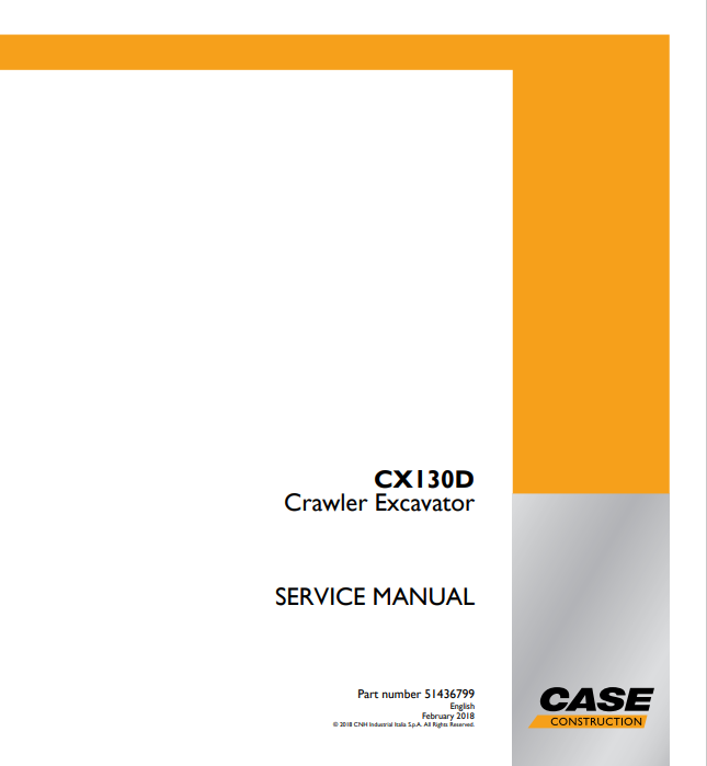 Case CX130D Crawler Excavator Service Repair Manual 51436799 PDF