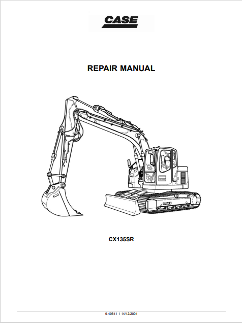 Case CX135SR Crawler Excavator Service Repair Manual 9-40641 PDF