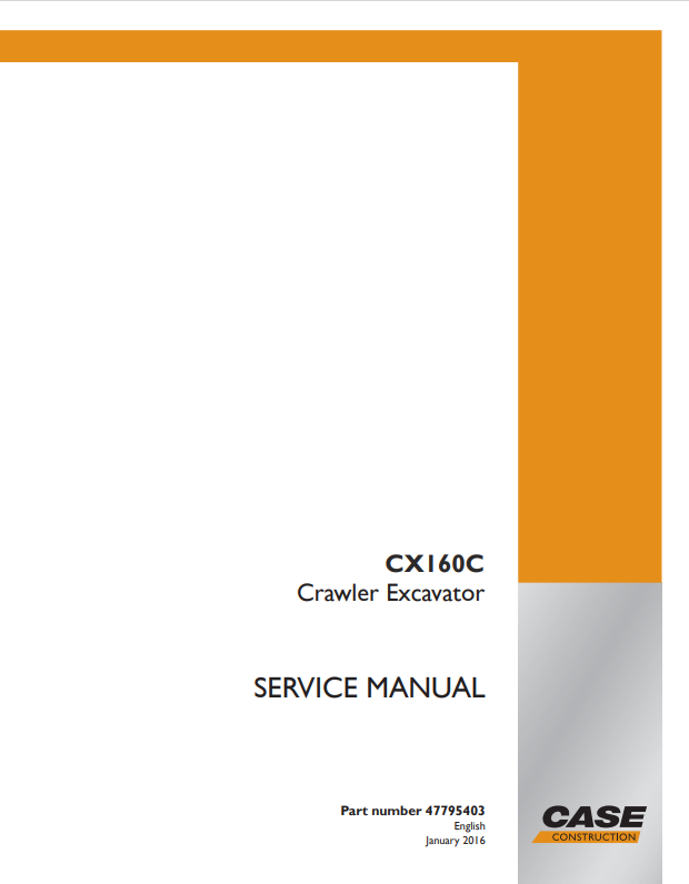 Case CX160C Crawler Excavator Parts Catalogue Manual 47795403 PDF