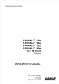 Case Farmall 110A, 120A, 130A, 140A, Tire 4B Tractor Operator Manual 47954401 PDF