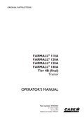 Case Farmall 110A, 120A, 130A, 140A, Tire 4B Tractor Operator Manual PDF