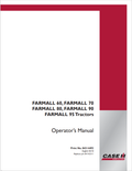 Case Farmall 60, 70, 80, 90, 95 Tractor Operator Manual 84314492 PDF