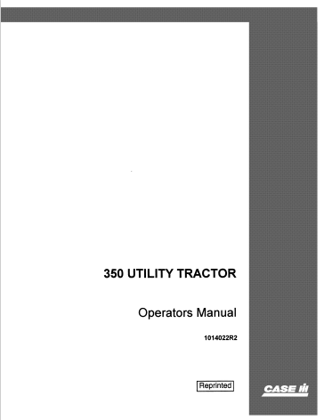 Case IH Tractor 350 Utility Operator Manual 1014022R2 PDF