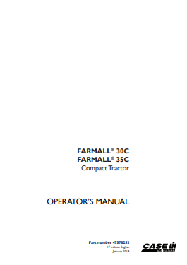Case IH Tractor Farmall 30C, Farmall 35C 47578253 Operator Manual PDF