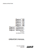 Case IH Tractor Magnum 250, 280, 310, 340, 380, Magnum 310, 340, 380 Rowtrac Tier 4B Operator Manual 48158467 PDF