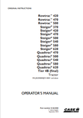Case IH Tractor Rowtrac Steiger Quadtrac 470, 500, 540, 580, 620 Tier 4B 51461858 Operator Manual PDF