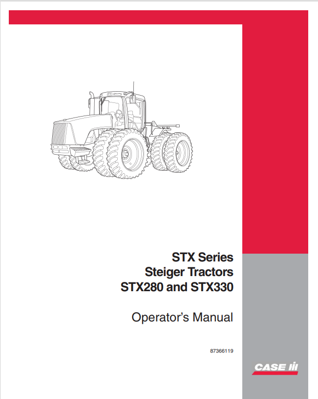 Case IH Tractor STX280 STX330 Operator Manual 87366119 PDF