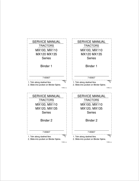 Case MX100, MX110, MX120, MX135 Tractor Service Repair Manual 7-65907 PDF