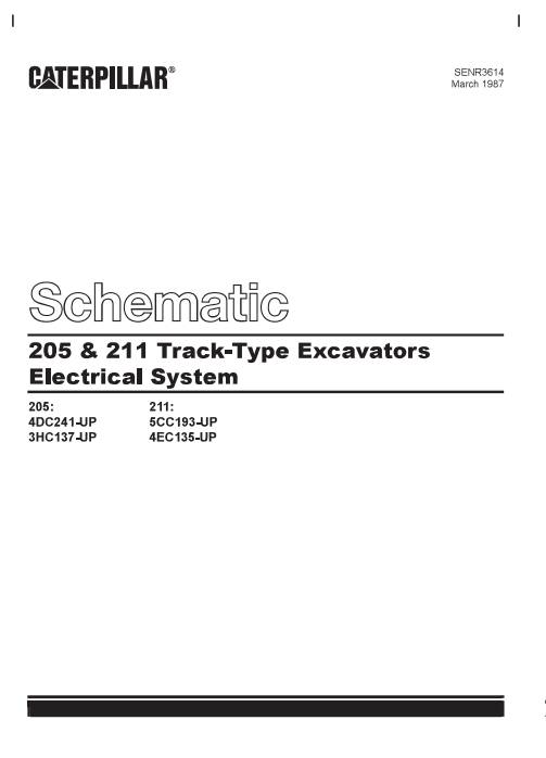 Caterpillar Cat 205 Track-type Excavator Electrical and Hydraulic Schematic Manual PDF | S/N 4DC