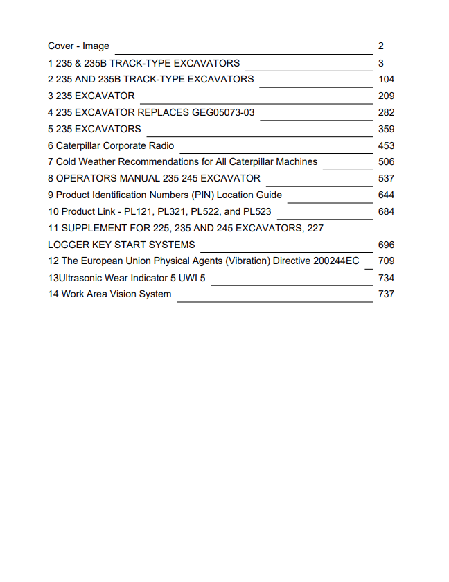 Caterpillar Cat 235 Excavator Operation and Maintenance Manual PDF | S/N 64R