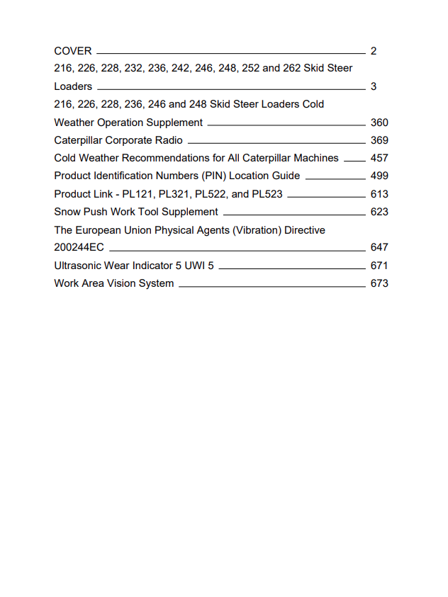 Caterpillar Cat 242D Skid Steer Loader Operation and Maintenance Manual PDF | S/N 4YZ