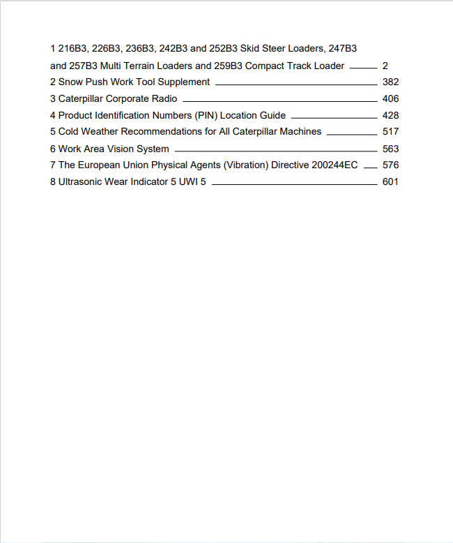Caterpillar Cat 247B3 Multi Terrain Loader Operation and Maintenance Manual PDF | S/N TSL