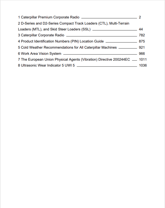 Caterpillar Cat 249D Compact Track Loader Operation and Maintenance Manual PDF | S/N CYC