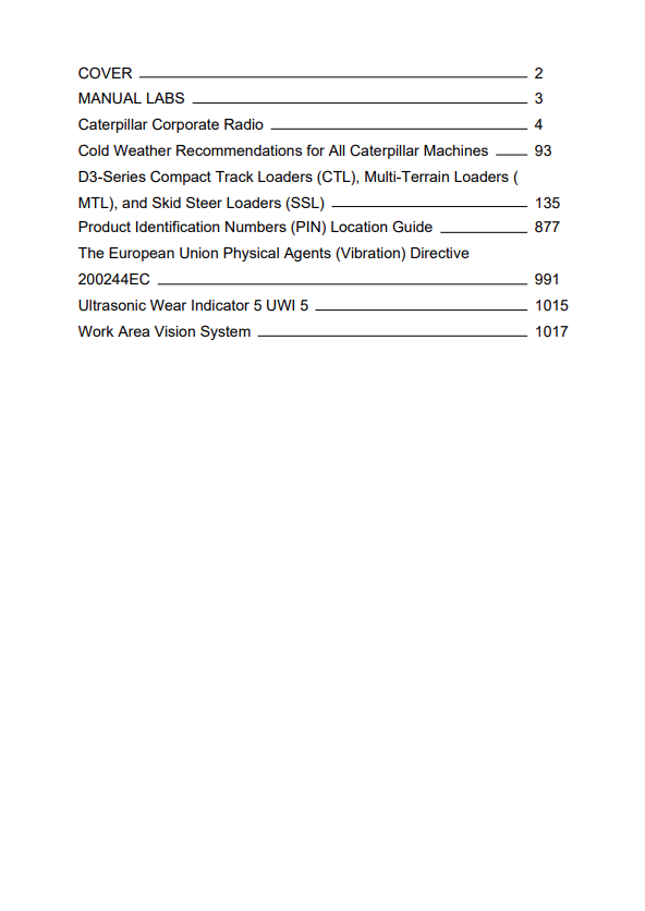 Caterpillar Cat 272D3 Compact Track Loader Operation and Maintenance Manual PDF | S/N MC9