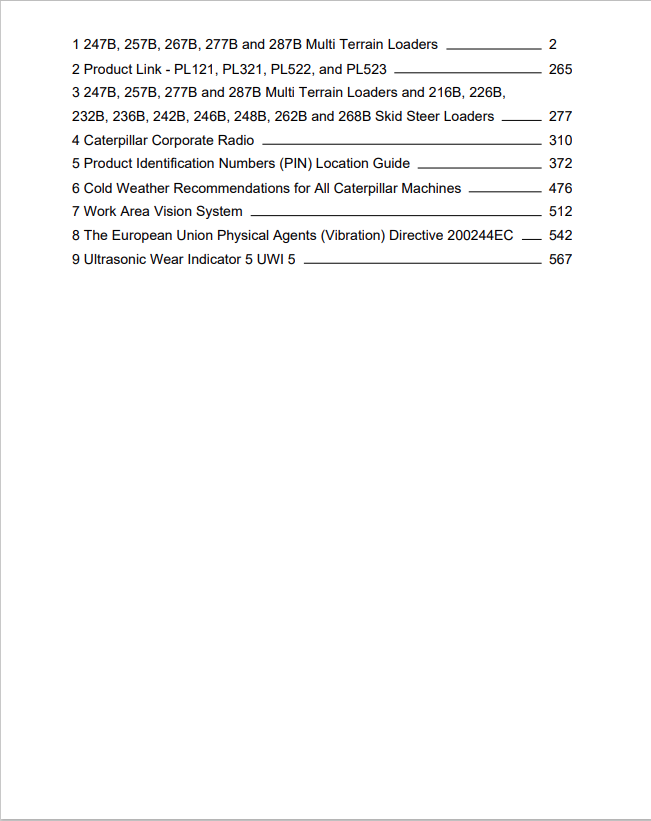 Caterpillar Cat 277B Multi Terrain Loader Operation and Maintenance Manual PDF | S/N MDH