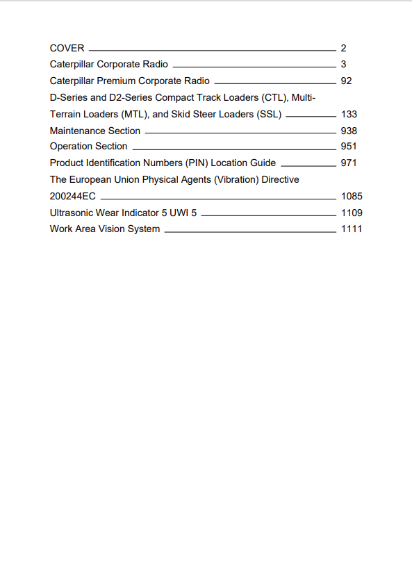 Caterpillar Cat 277D Multi Terrain Loader Operation and Maintenance Manual PDF | S/N FMT