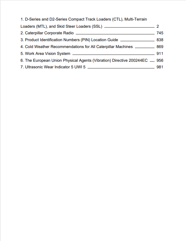 Caterpillar Cat 289D Compact Track Loader Operation and Maintenance Manual PDF | S/N KB9