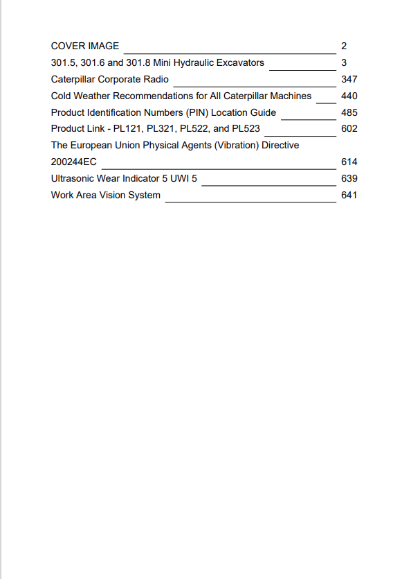 Caterpillar Cat 301.5 Mini HYD Excavator Operation and Maintenance Manual PDF | S/N 3YW