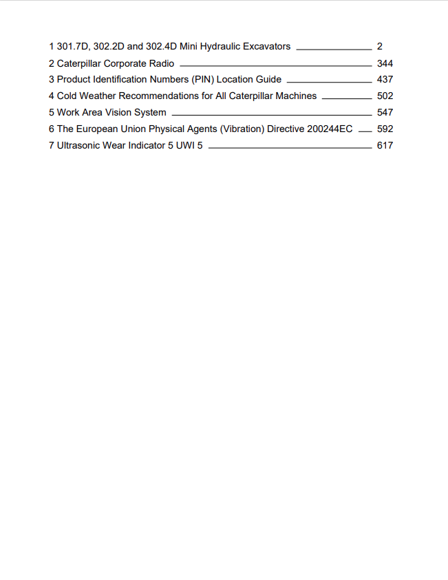 Caterpillar Cat 302.4D Mini HYD Excavator Operation and Maintenance Manual PDF | S/N LJN