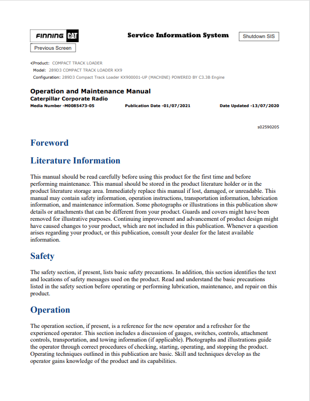 Caterpillar Cat 302.7D Mini HYD Excavator Operation and Maintenance Manual PDF | S/N KX9