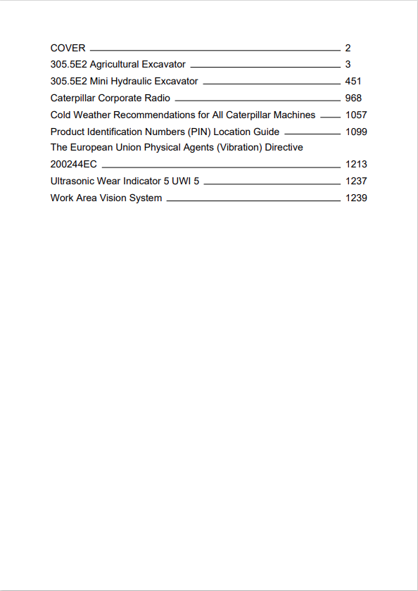 Caterpillar Cat 305.5E2 Mini HYD Excavator Operation and Maintenance Manual PDF | S/N WE2
