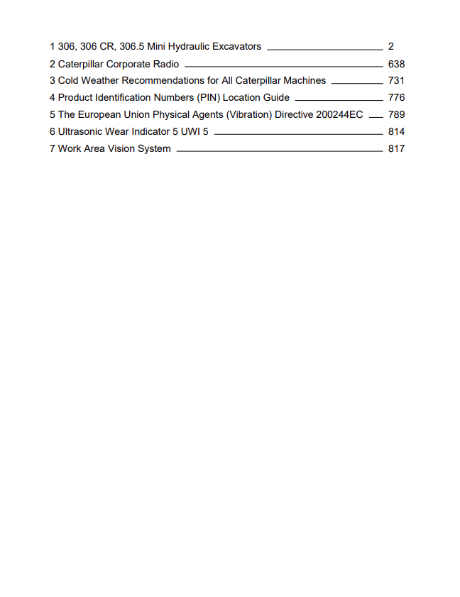 Caterpillar Cat 306 Mini HYD Excavator Operation and Maintenance Manual PDF | S/N GW5
