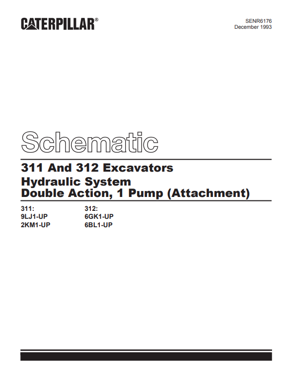 Caterpillar Cat 312-A Excavator Electrical and Hydraulic Schematic Manual PDF | S/N 6GK