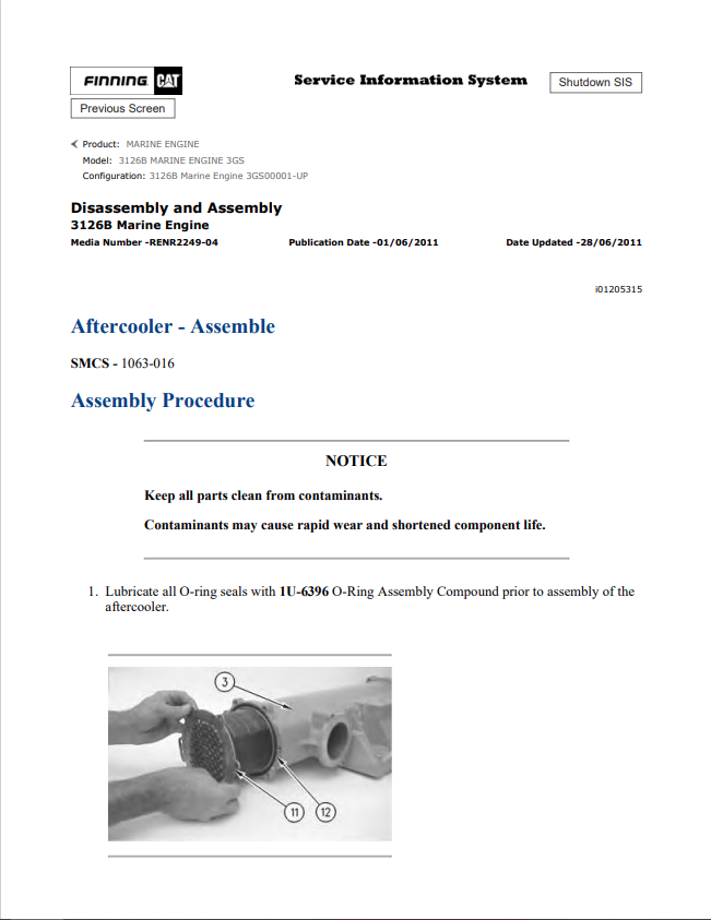 Caterpillar Cat 3126B Marine Engine Service and Repair Manual PDF | S/N 3GS