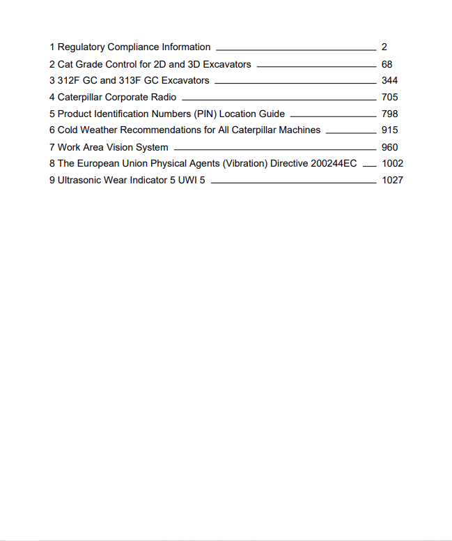Caterpillar Cat 313F LGC Excavator Operation and Maintenance Manual PDF | S/N GJD