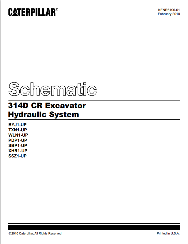 Caterpillar Cat 314D CR Excavator Electrical And Hydraulic Schematic Manual PDF | S/N SSZ