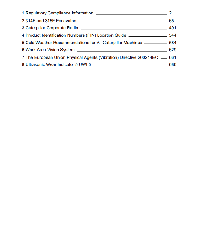 Caterpillar Cat 314F CR Excavator Operation and Maintenance Manual PDF | S/N RAF