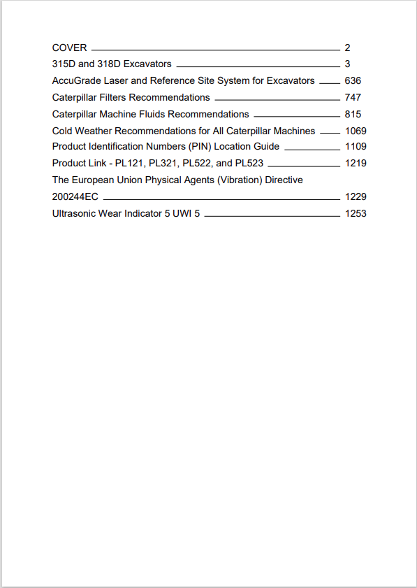 Caterpillar Cat 315D L Excavator Operation and Maintenance Manual PDF | S/N CJN
