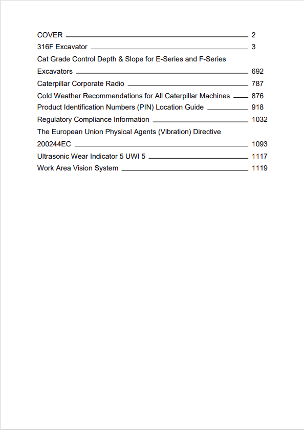 Caterpillar Cat 316F Excavator Operation and Maintenance Manual PDF | S/N ECZ
