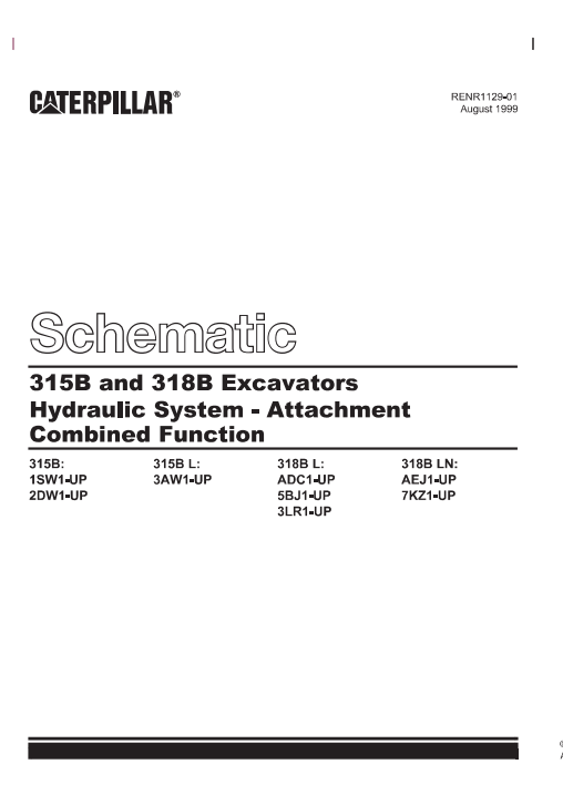 Caterpillar Cat 318B Excavator Electrical and Hydraulic Schematic Manual PDF | S/N 3LR