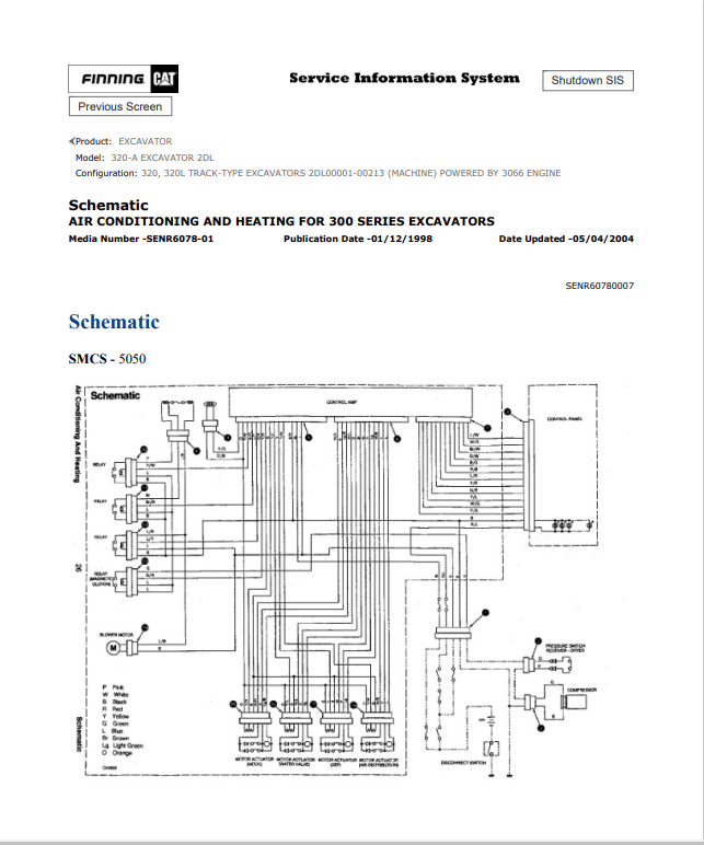 Caterpillar Cat 320-A Excavator Electrical and Hydraulic Schematic Manual PDF | S/N 2DL