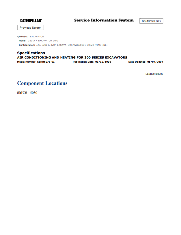 Caterpillar Cat 320-A N Excavator Electrical and Hydraulic Schematic Manual PDF | S/N 9WG